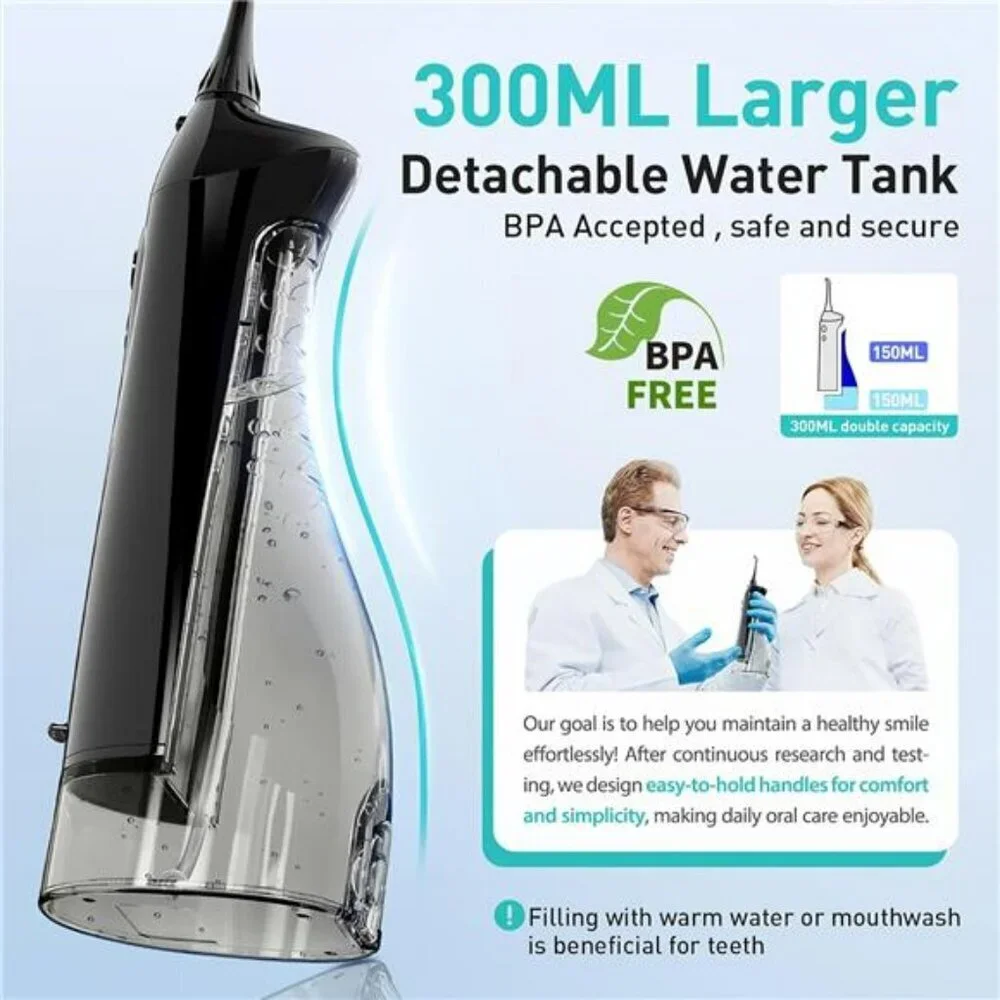 Water Dental Flosser Cordless Oral Irrigator Rechargeable Teeth Cleaner 300ML